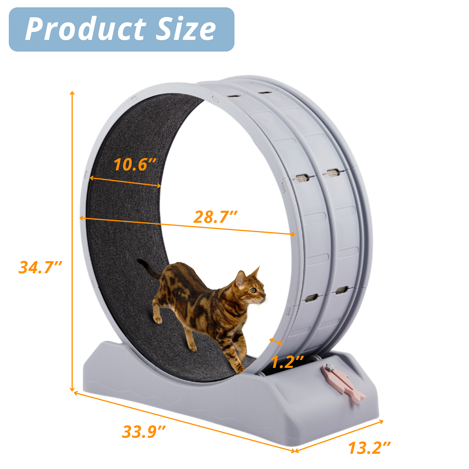 Cat Exercise Wheel Large Cat Treadmill Running Wheel for Indoor Cats 34.7 inch