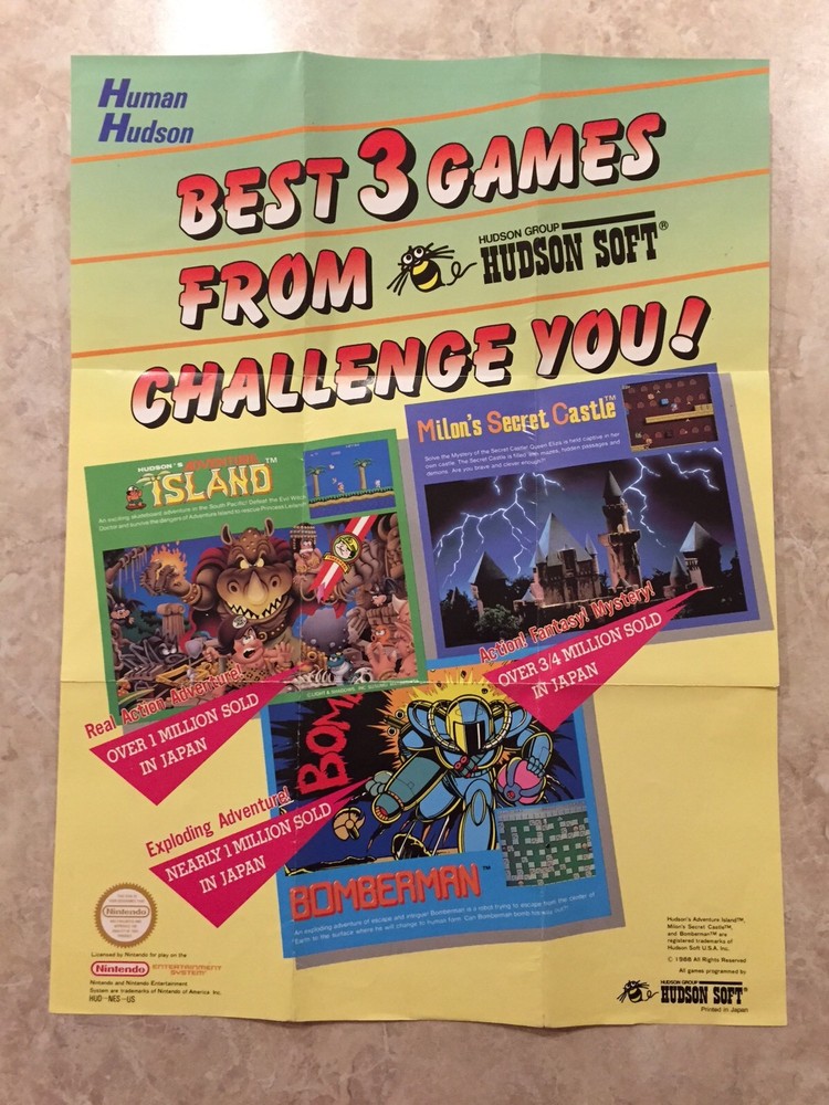Hudson Soft Poster ( Nintendo Entertainment System ) NES
