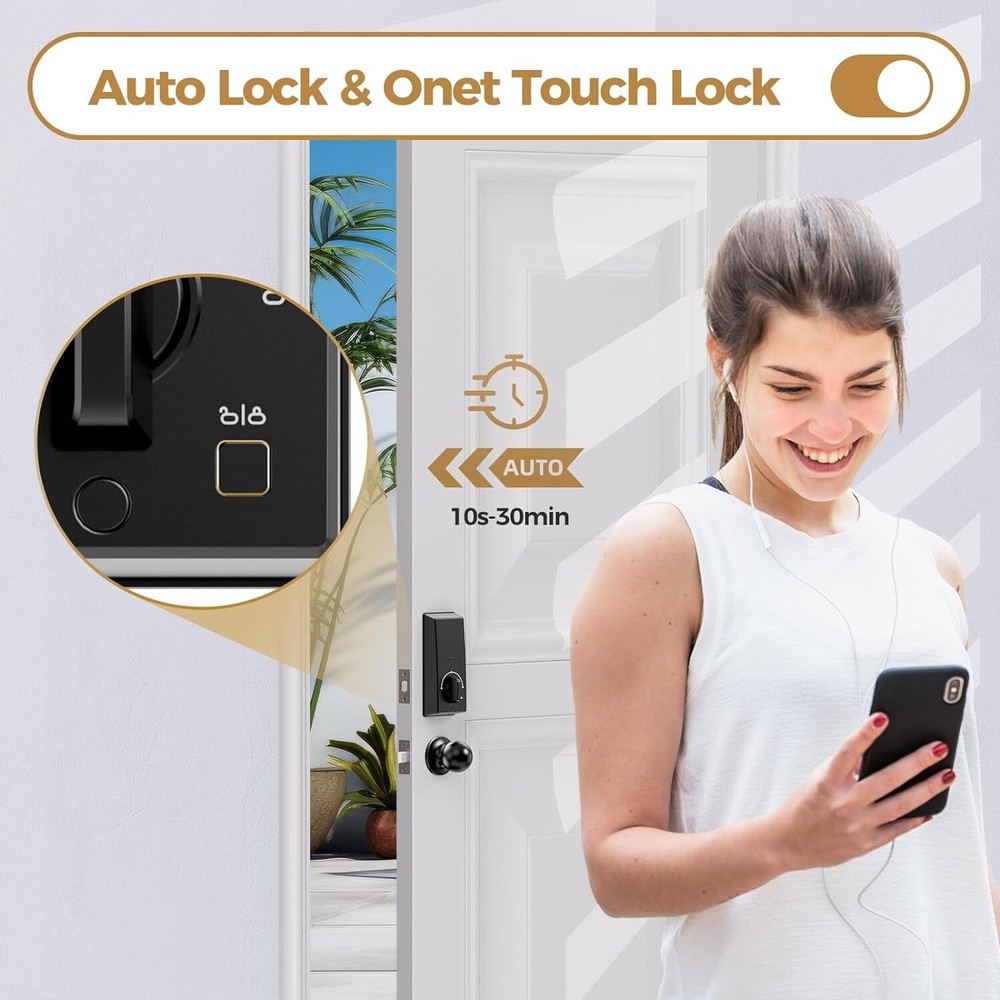 ARPHA Keyless Entry Smart Door Lock+Handle Fingerprint Deadbolt App Auto Lock