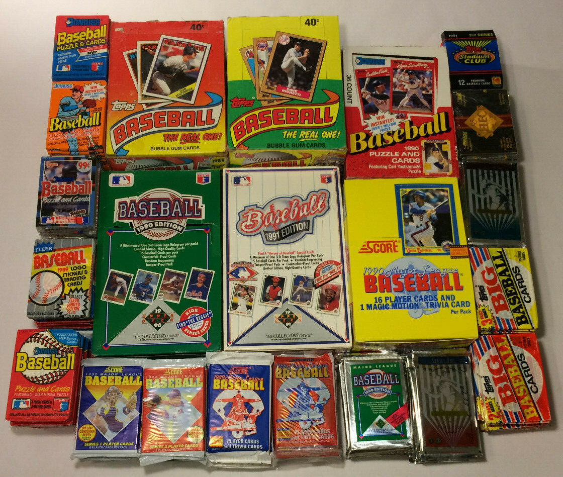 Old Vintage Baseball Cards In Unopened Packs From Wax Box, 200 Card Lot 1987-95