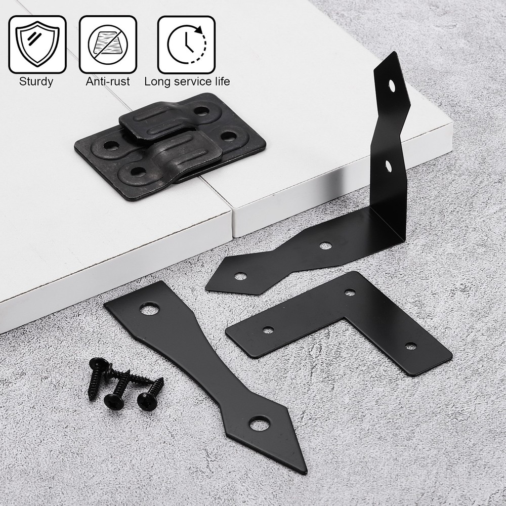 4pcs Corner Guard for L, Hole 0.15", Matte Black Angle Bracket