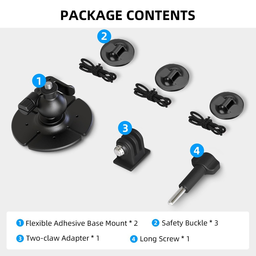 2Pack Helmet Flexible Adhesive Mount for Insta360, 360° Adjustable Sticky Hol...