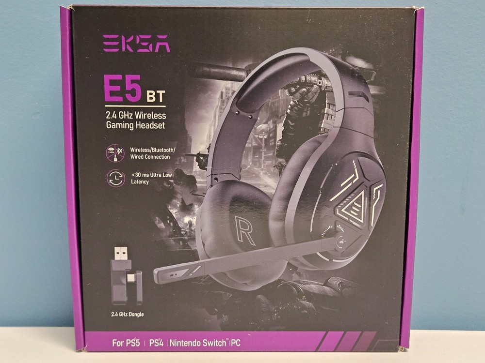 EKSA E5BT 2.4 GHz Wireless Gaming Headset Dongle, Bluetooth, or Wire - New