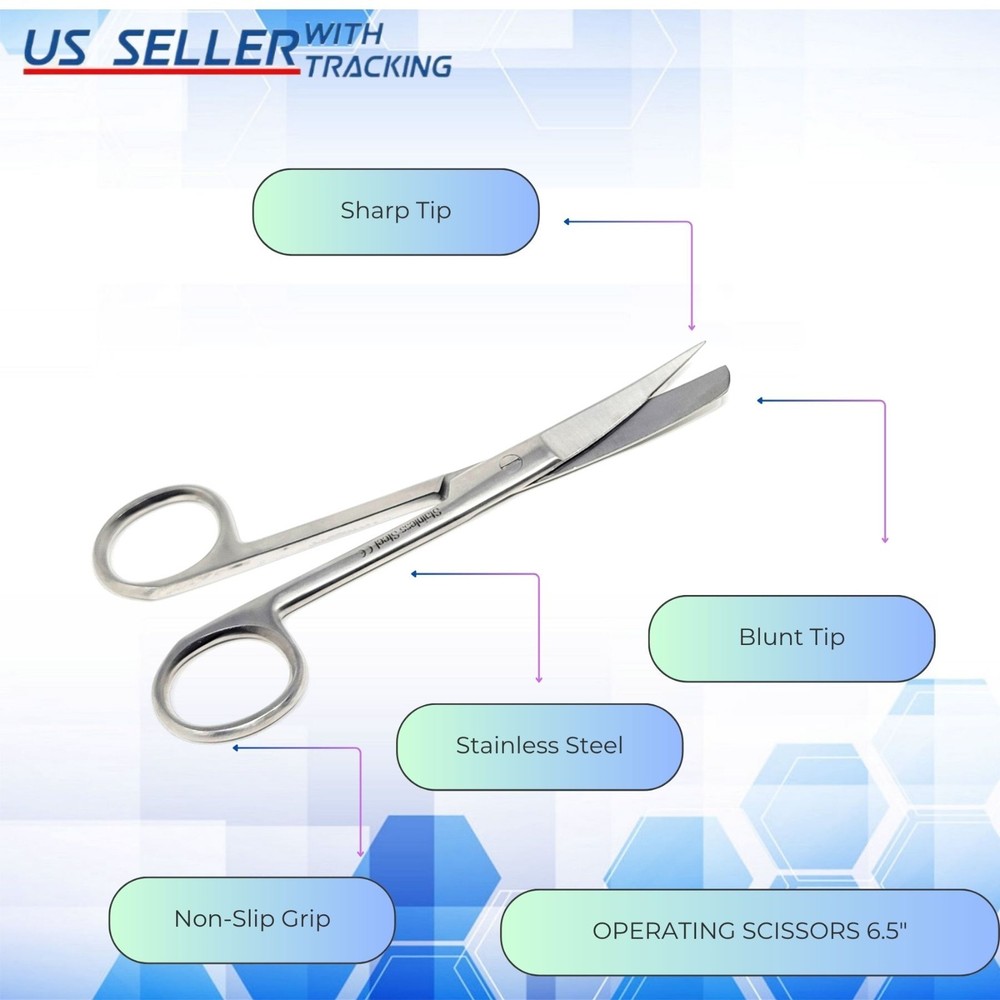 O.R Grade Operating Scissors 6.5" Curved Sharp Blunt