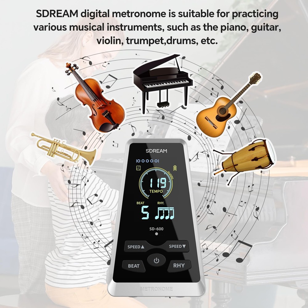 Digital Rechargeable Metronome LCD Voice Beat Control