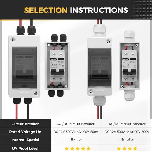 Solar Panel Disconnect Switch 40 Amp 4 Holes DC AC 500V Upgrade Box & Wire 40A