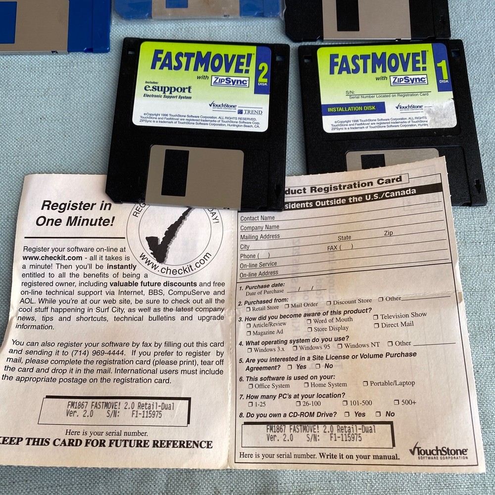 LapLink QuickLink FastMove ZipSync Softworx InterLink Disk 3.5” Floppy Floppies