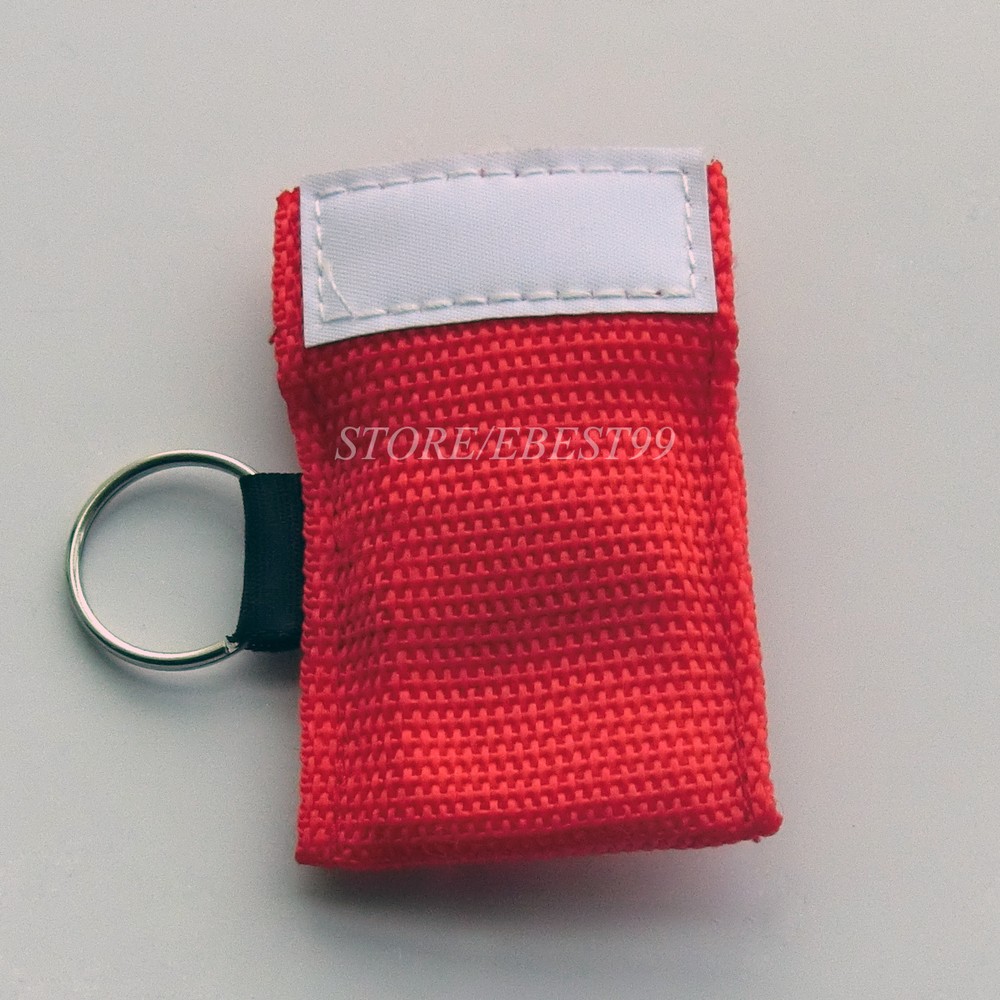 100 X First Aid CPR Mask CPR AED For Training Keychain Red Elysaid CPR