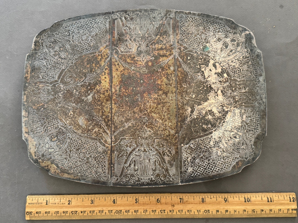 BERNARD RICE'S SONS APOLLO ORNATE ETCH SILVERPLATE EXPANDABLE TRIVET HOT PLATE