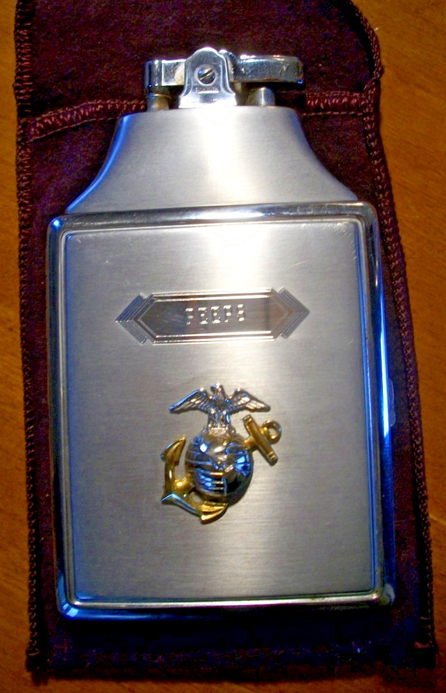 Ronson MASTERCASE Lighter & Cigarette Case Combo U.S. Marine Corps Emblem