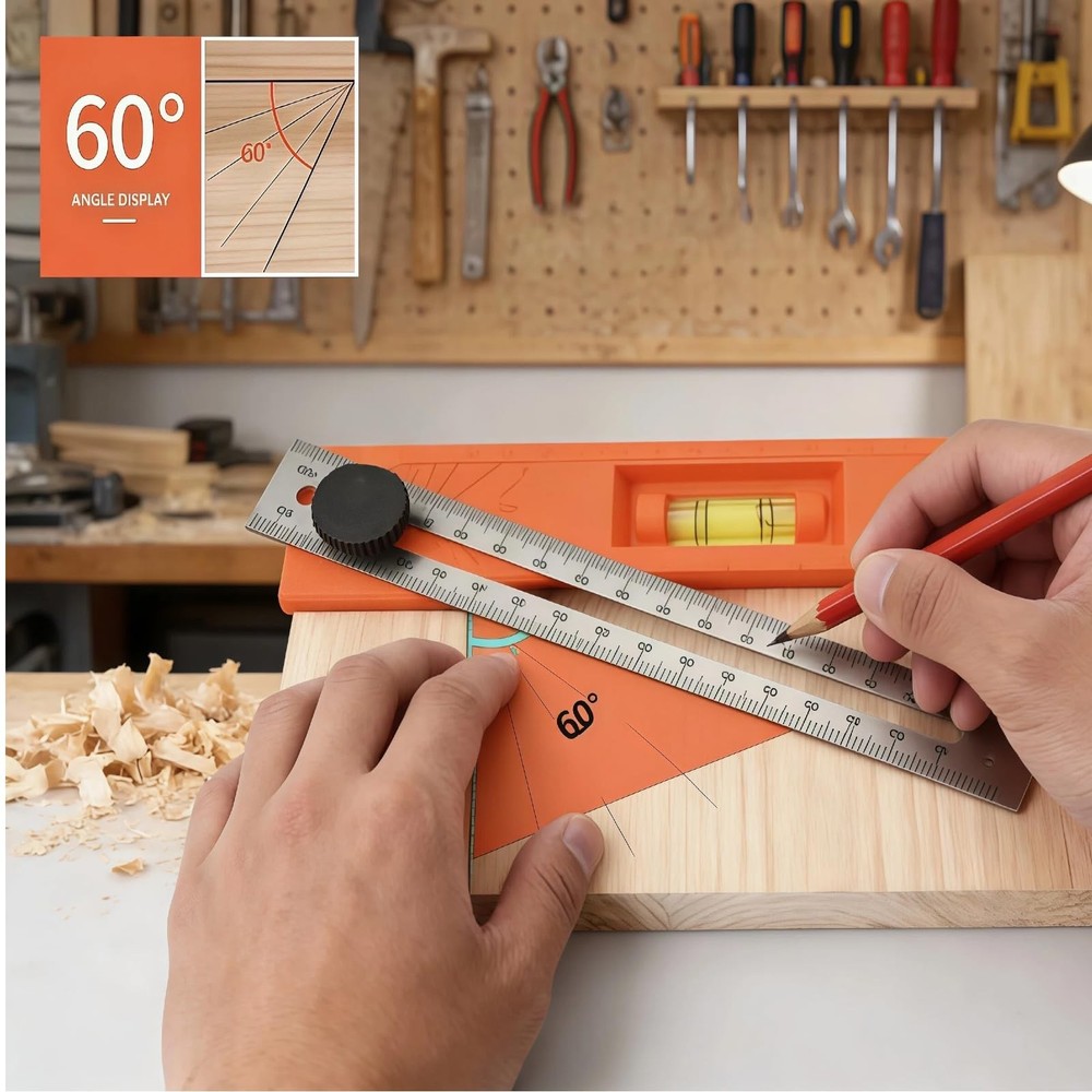 Adjustable Positioning Marking Protractor Tool, Multi-Angle Depth Measuring R...