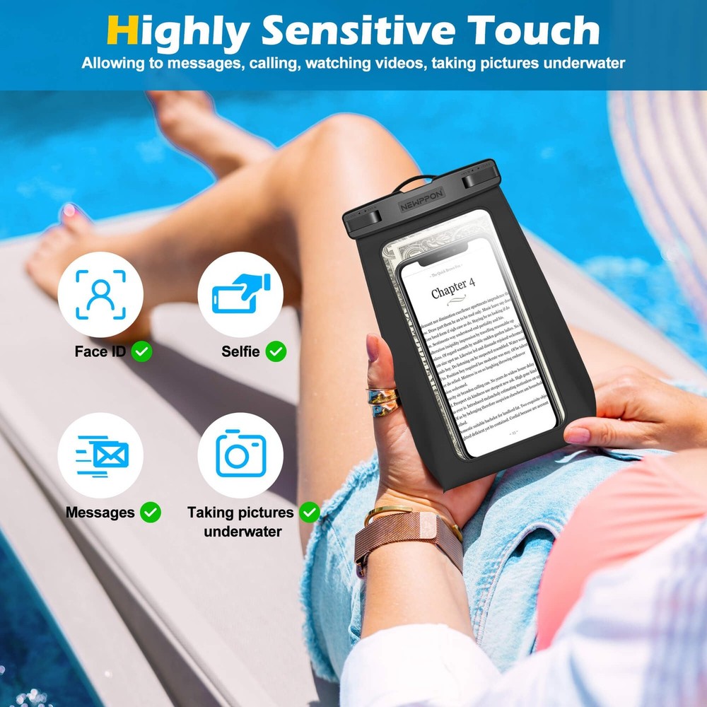 newppon 4-Pack Floating Waterproof Phone Pouch - Universal Large Float Case