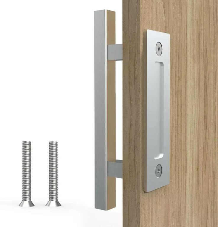 Homlux Barn Door Handle Hardware Silver Square