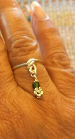 Silver Wire Knot and Charm Ring