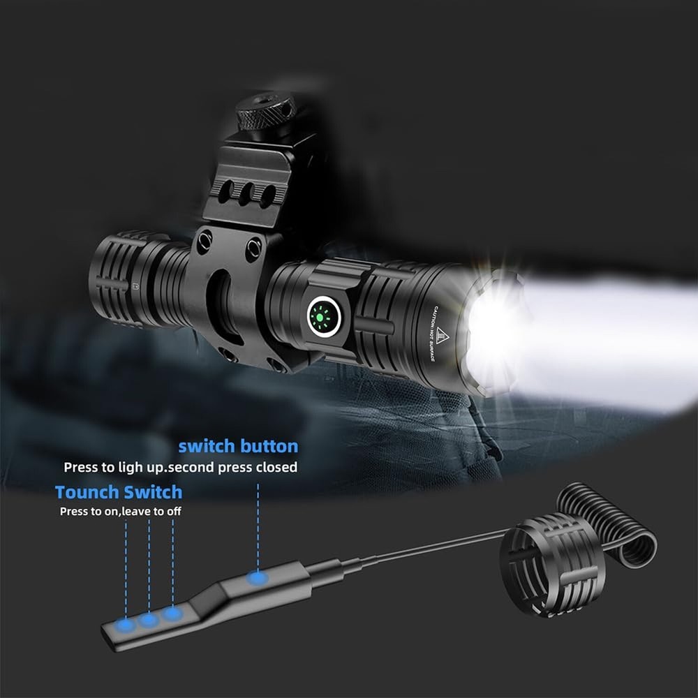 Tactical Flashlight Type-C USB Rechargeable 6000 lumens Zoomable LED Waterpro...