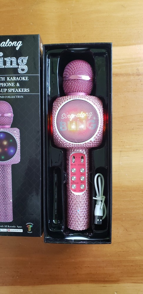 Pink Bling Karaoke Microphone & Bluetooth Speaker