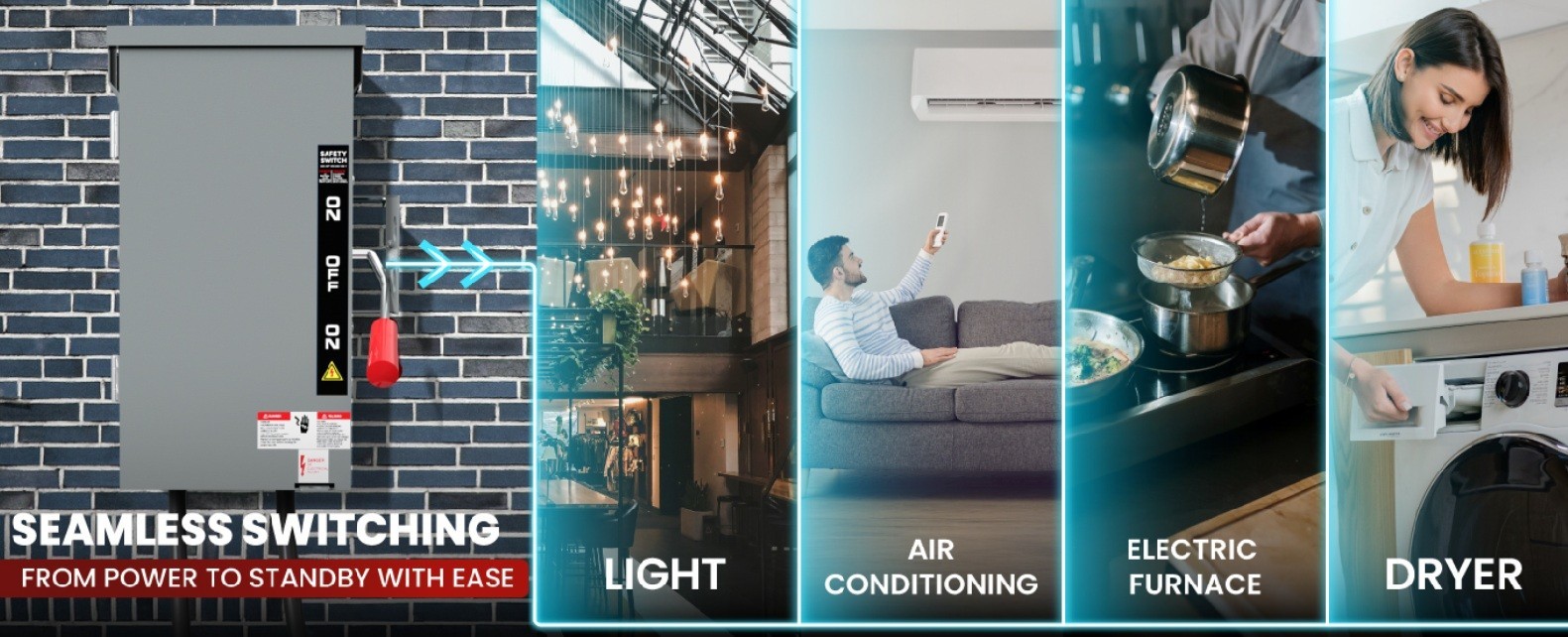 200 Amp Manual Generator Transfer Switch Heavy Duty 48000W General Double Throw