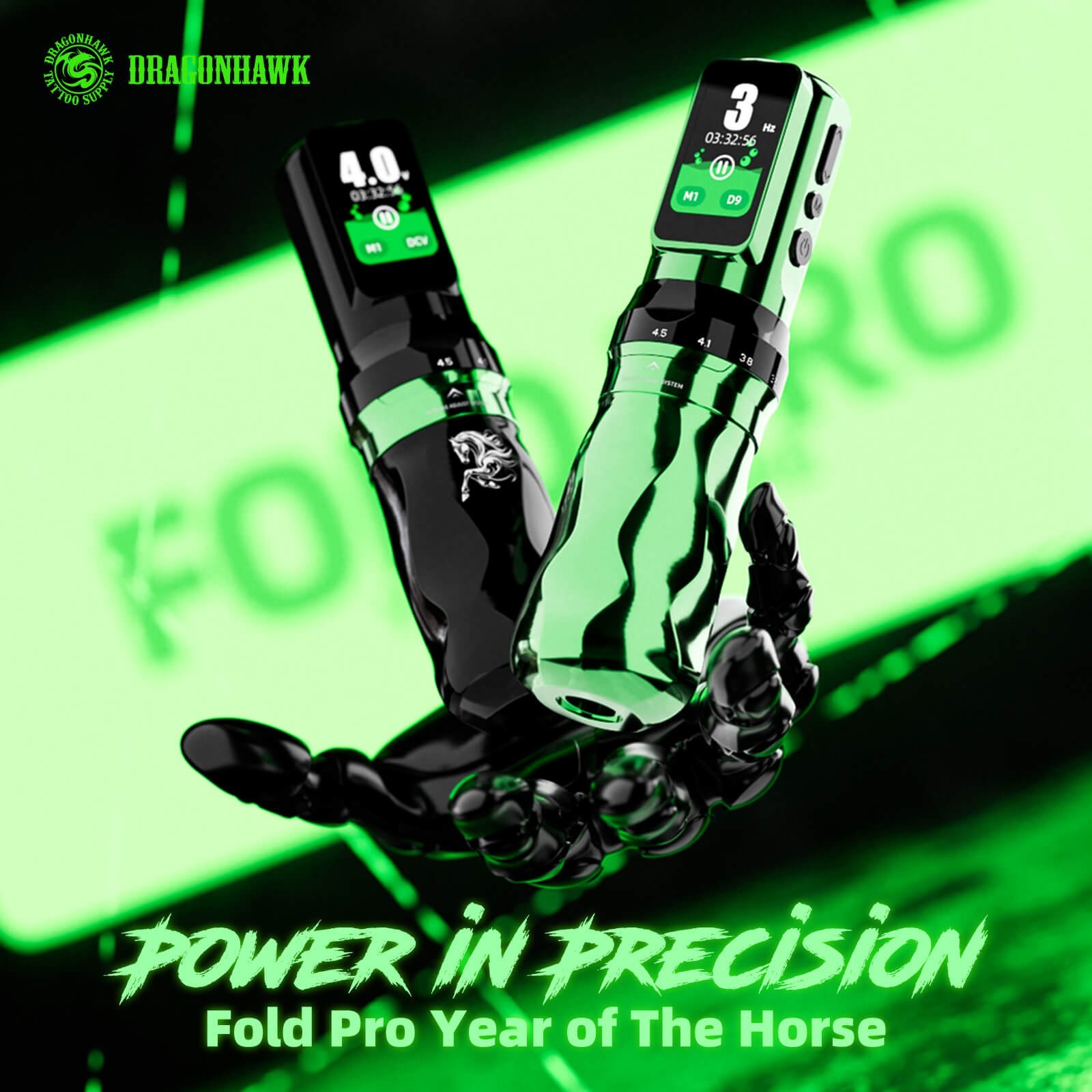 Fold Pro Year of the Horse Edition Wireless Tattoo Pen Machine 2.5-4.5mm 7 Adjus