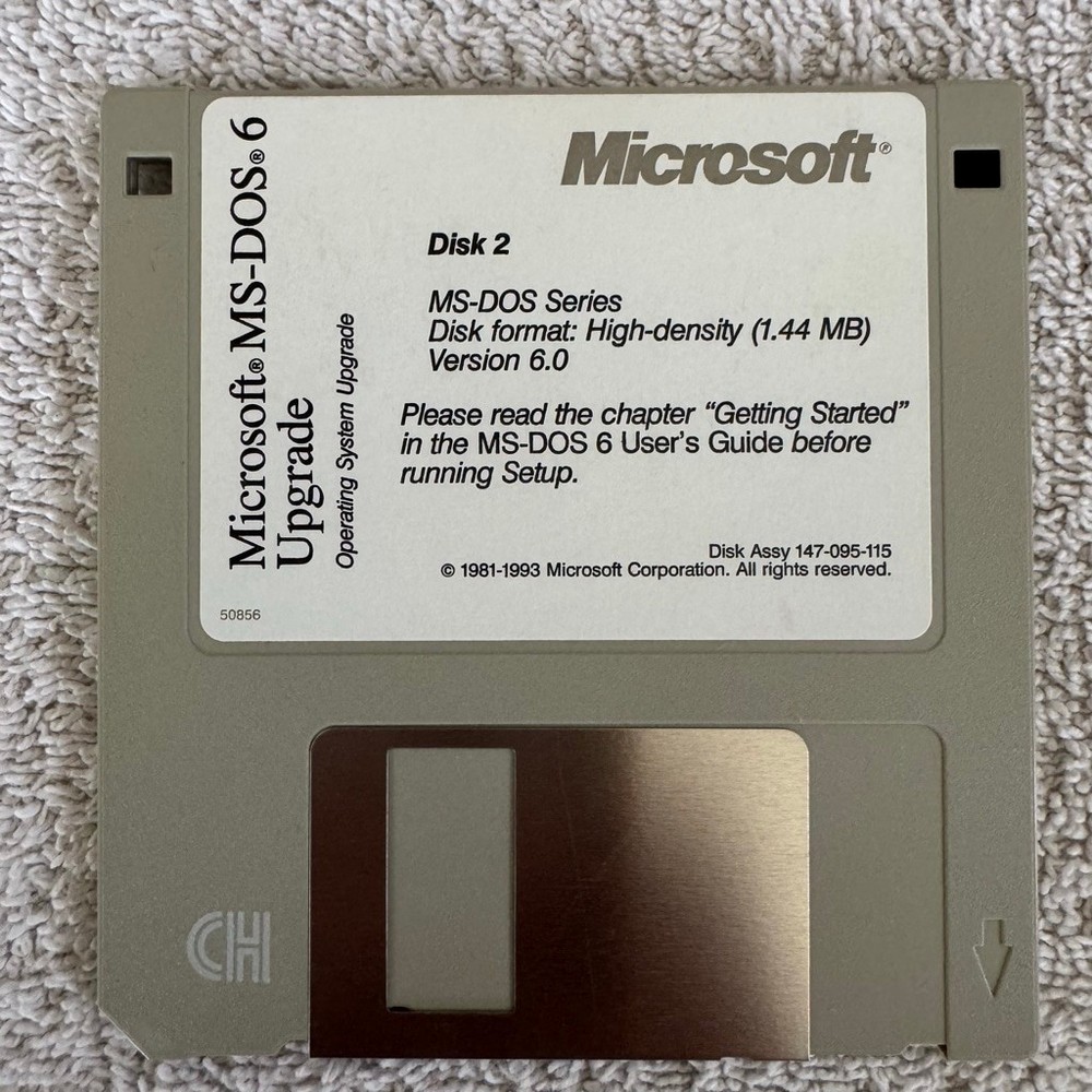 Microsoft MS-DOS 6.0 Upgrade 3.5” Floppy Disk Set Disks 1–3 Untested 1993