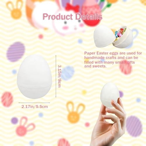 24 Pcs DIY Blank Paper Mache Easter Eggs, Blank Paper DIY Craft Easter-Eggs-DIY
