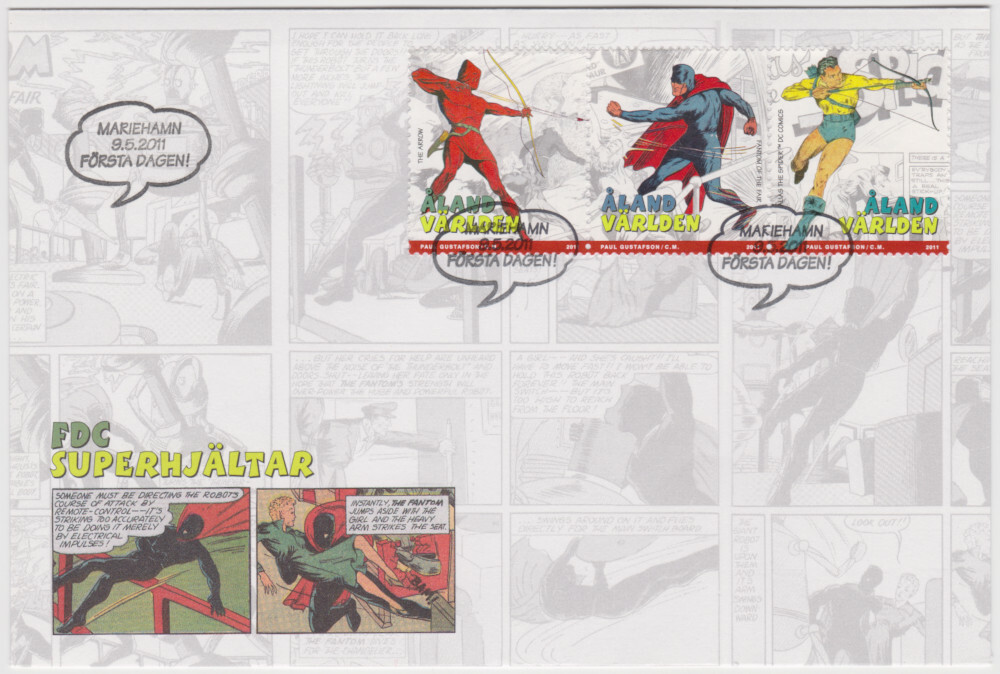 Aland FDC 2011 Superheroes, Mint