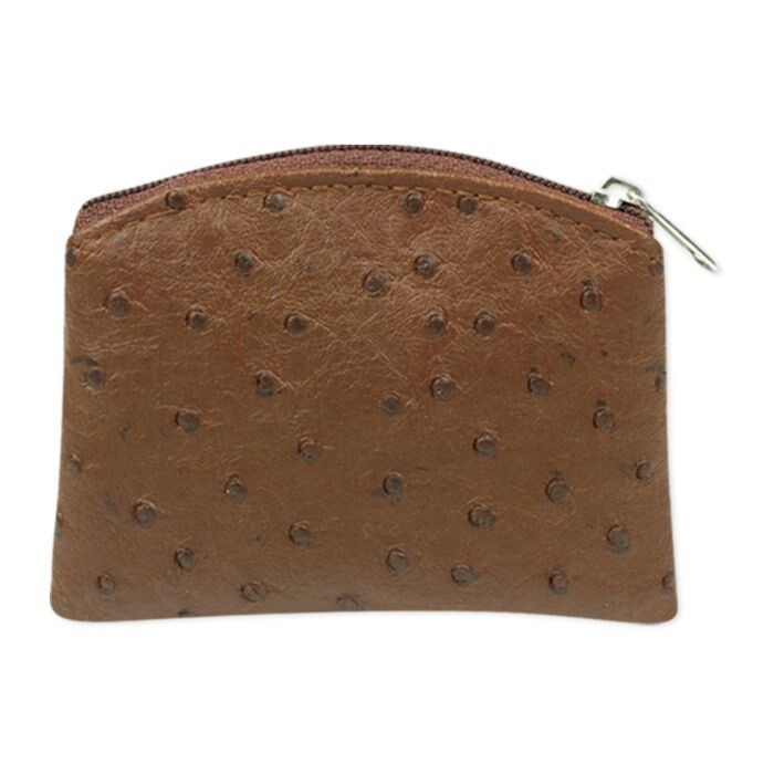 Brown Ostrich Skin Pattern Rosary Pouch with lining