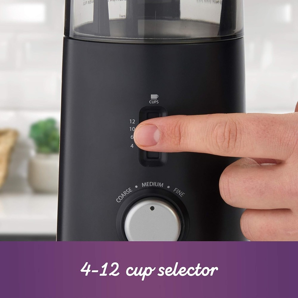 Compact Automatic Coffee Grinder - Effortless 12 Cup Brewing with 5 Settings