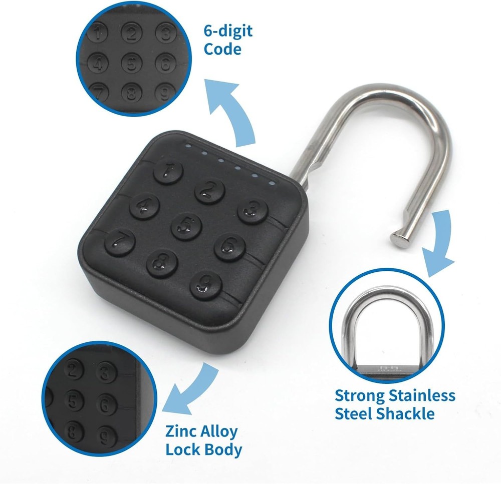 6 Digit Combination Lock for Locker, Smart Padlock, Gym Locker Lock with Code...