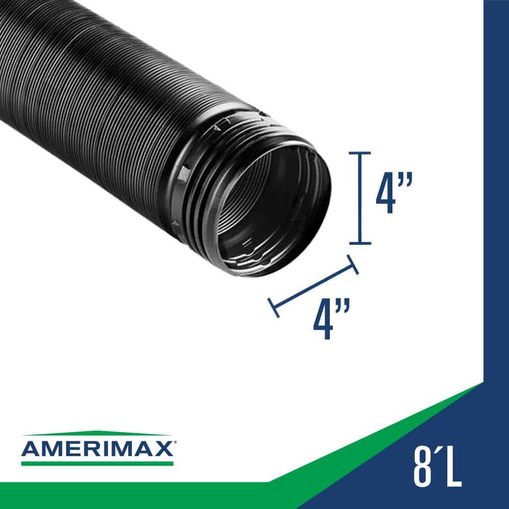 FLEX Drain 4 in. x 8 ft. Black Copolymer Solid Drain Pipe Easily expands