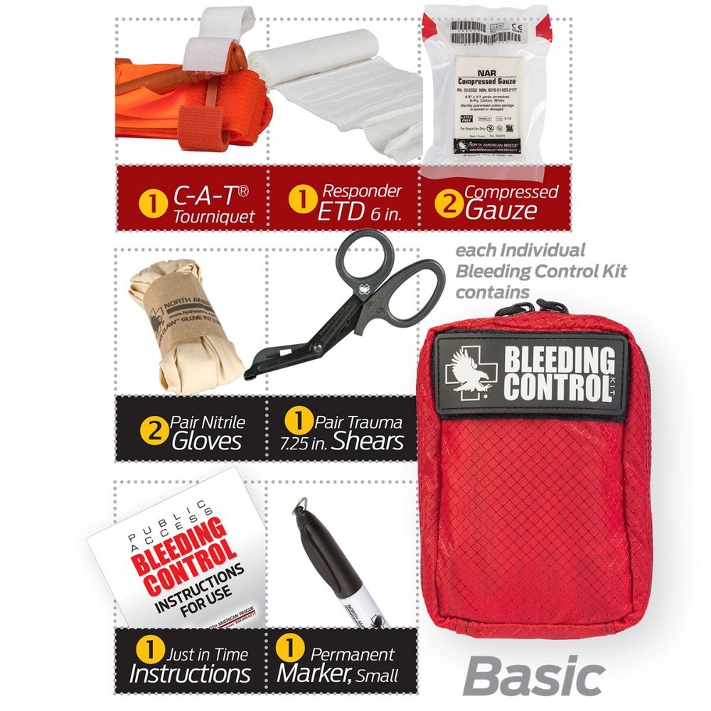 NAR Public Access Basic Bleed Control Kit | CAT Tourniquet, ETD, Gauze