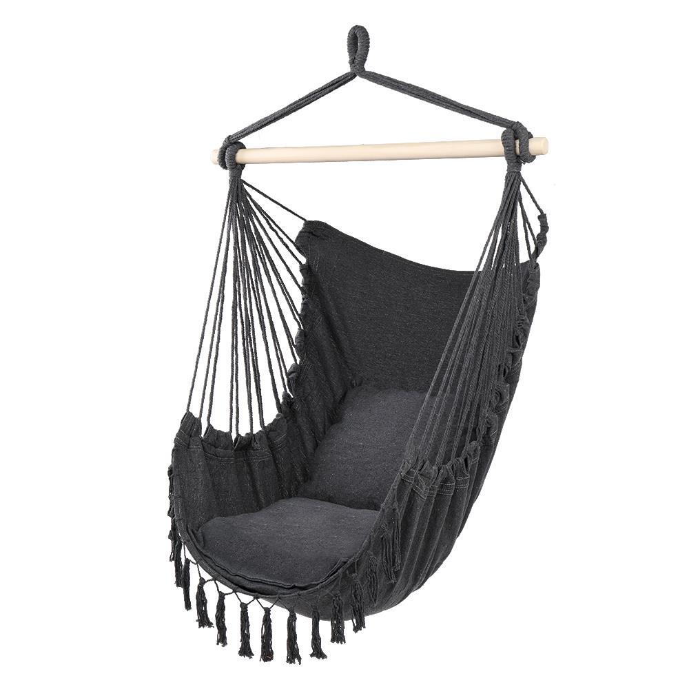 Hammock Hanging Rope Chair Swing Seat Patio Picnic Camping Dark Gray