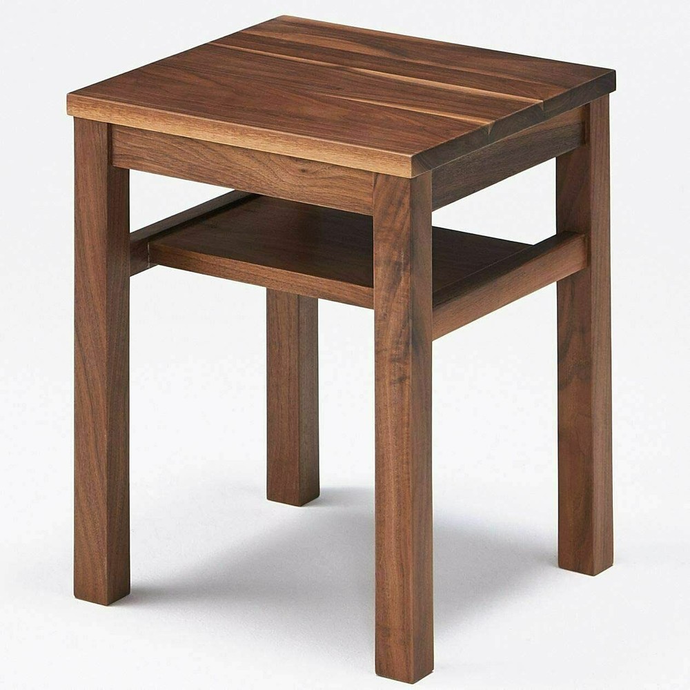 MUJI Solid material Side table Bench, board seat, walnut material W37xD37xH44cm