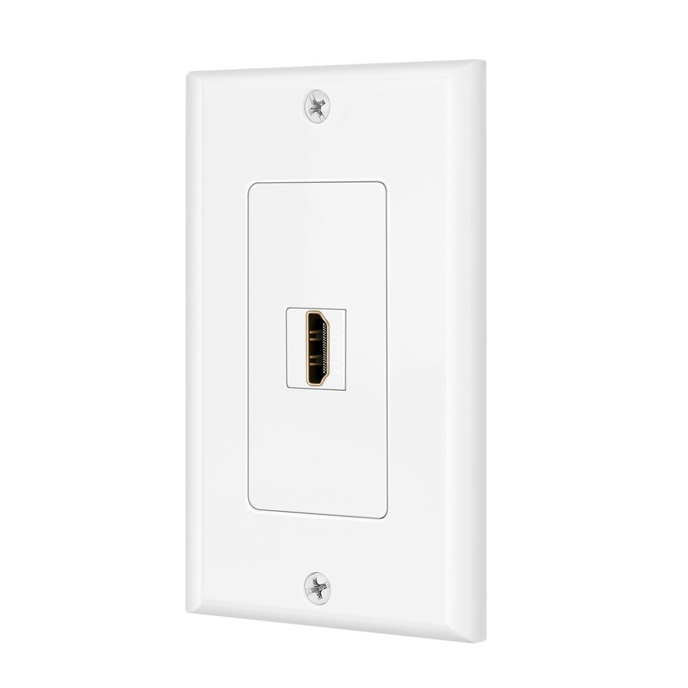 HDMI Wall Plate (1 Port, White) HDMI Socket Plug Insert Jack Outlet Panel Mount