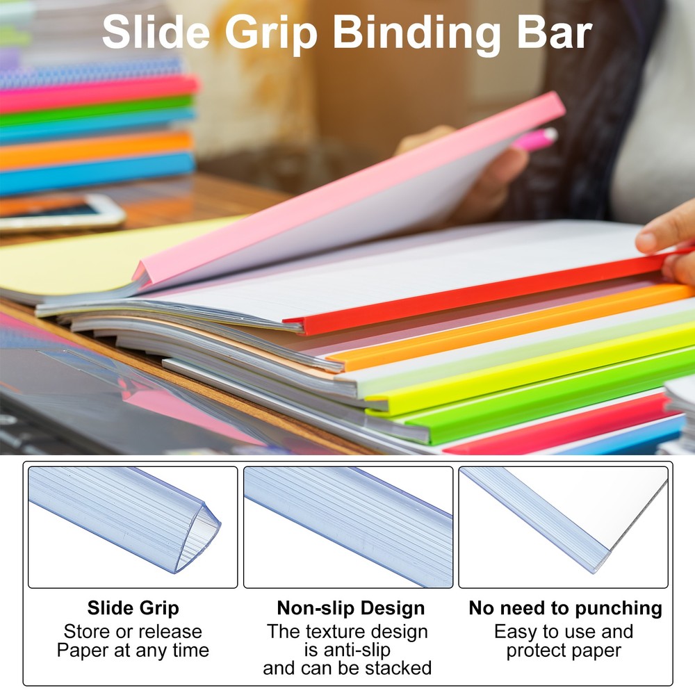 30Pcs 10x10mm Binding Bars, 70 Sheets Capacity, Transparent Blue