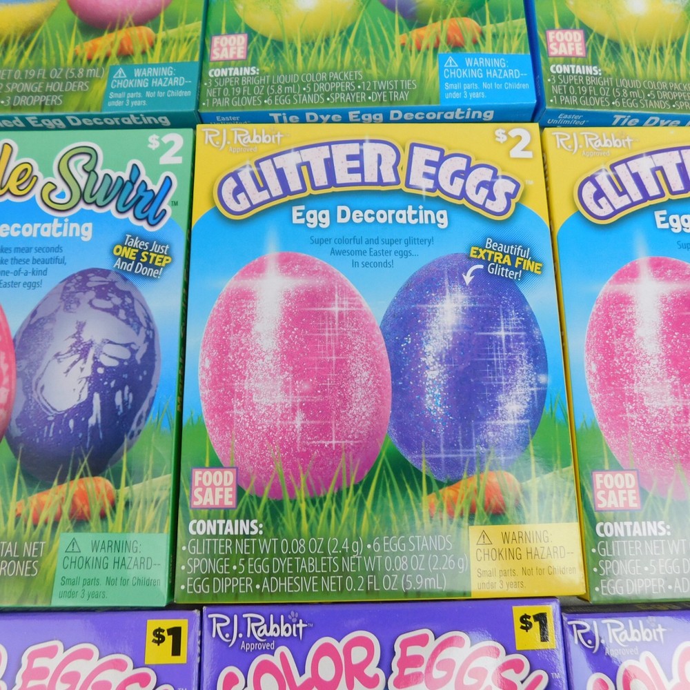 12 Box Easter Egg Decorating Coloring Kits Glitter Speckled Tie Dye Marble #9484
