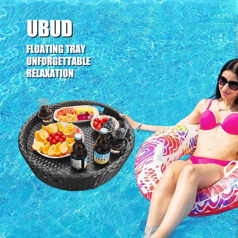 Floating Pool Tray - Ideal for Food & Drinks - Round Floating Table