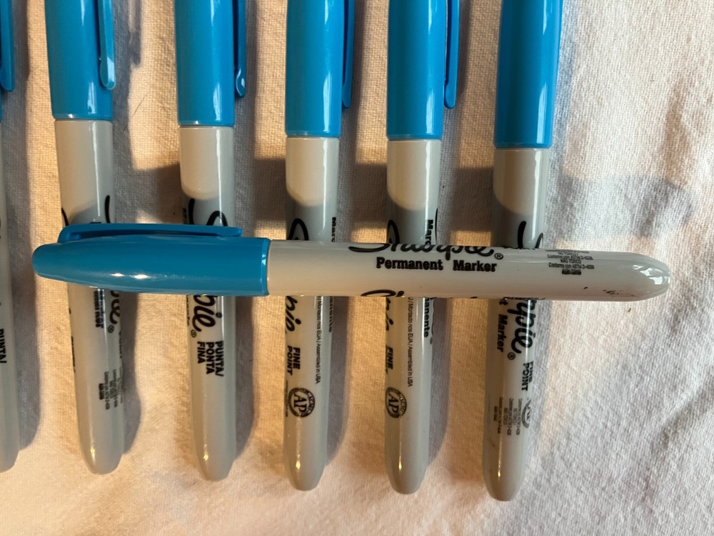 Sharpie Permanent Marker, Fine Point, Aqua, 12 Pack
