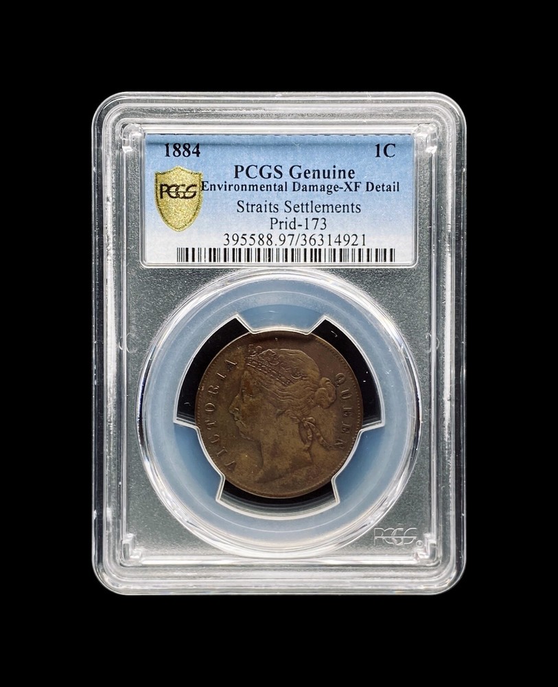 STRAITS SETTLEMENTS. 1884, 1 Cent - PCGS XF - Gold Shield