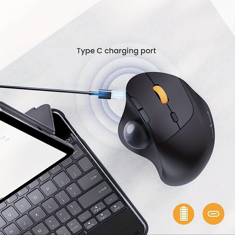 Ergonomic Wireless Trackball Mouse – Rechargeable Thumb-Control for PC & iPad