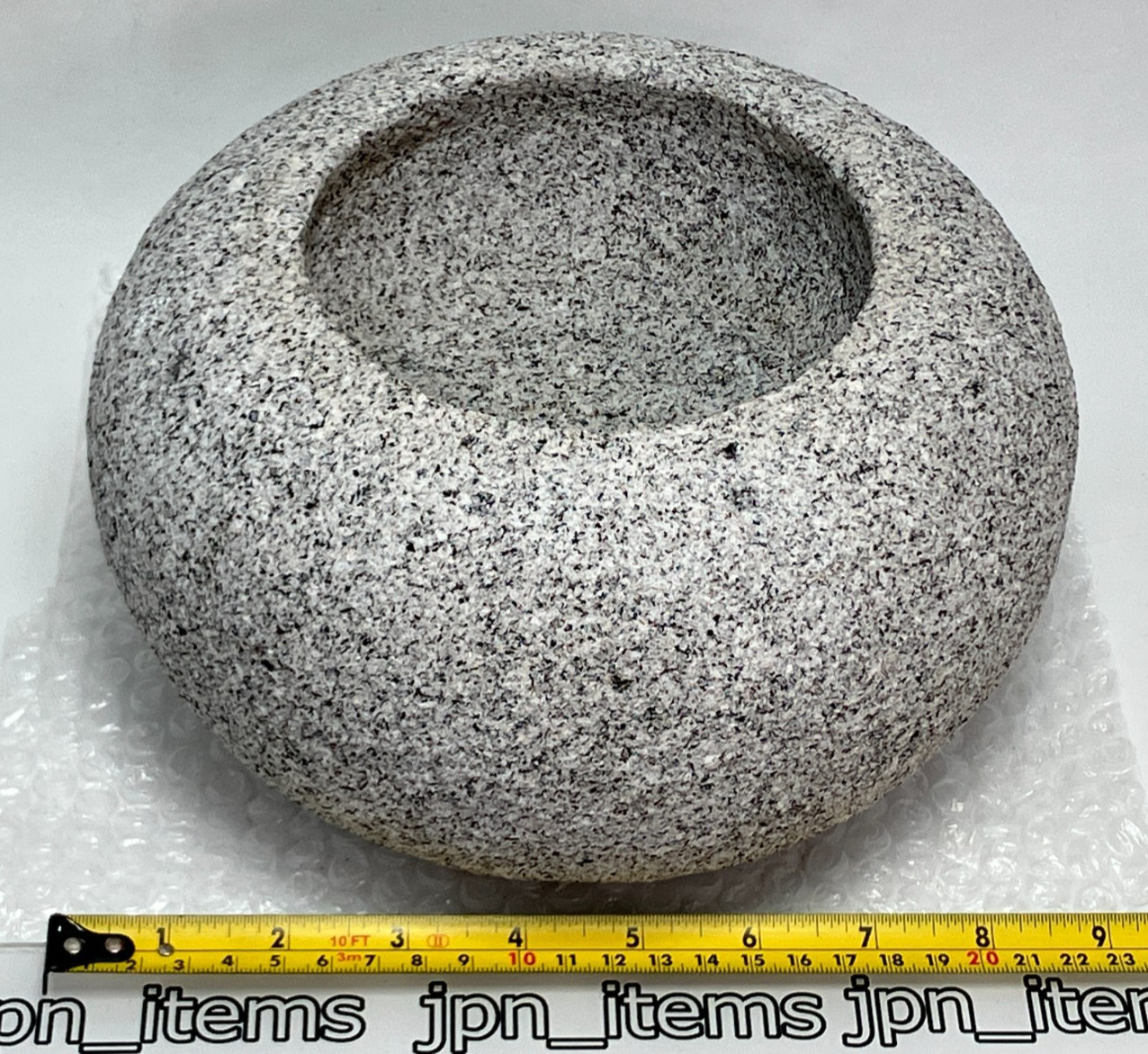 Small Granite Stone Water Bowl 8.6 in Chozubachi Japanese Garden Ornament Statue