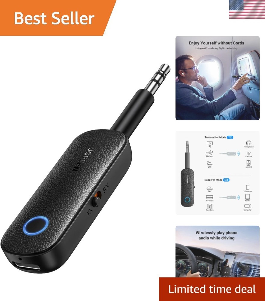 Wireless Bluetooth 5.0 Adapter: Dual Device Support for AirPods & Headphones