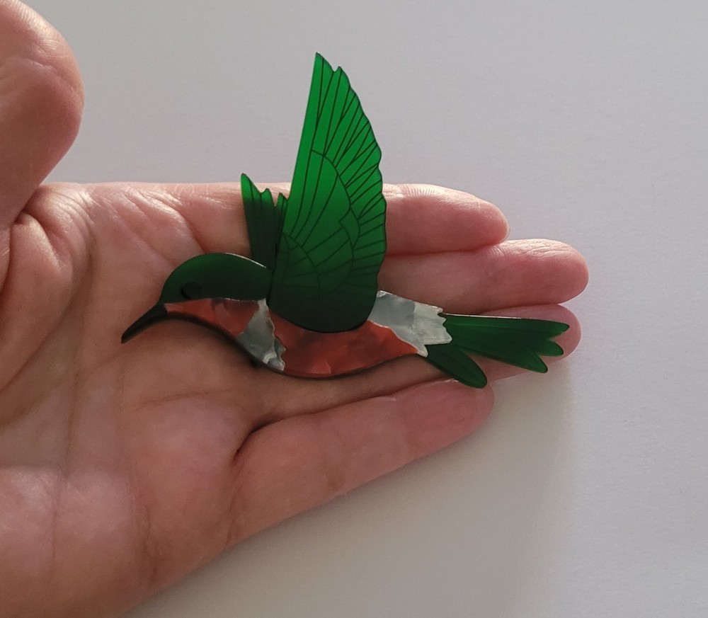 Acrylic bird brooch