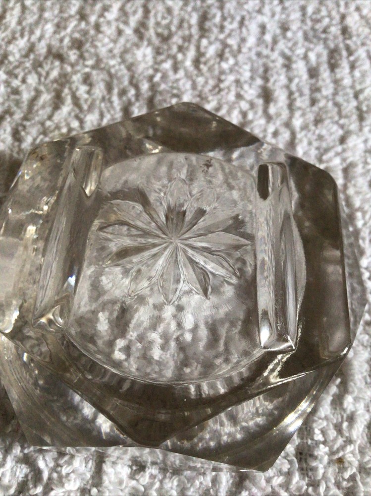 Master Salt Cellar Dip Cut Glass Diamond Pattern Starburst