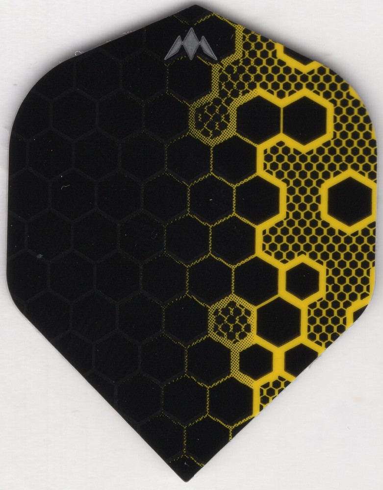 BLACK & YELLOW HEX Dart Flights: 3 per set