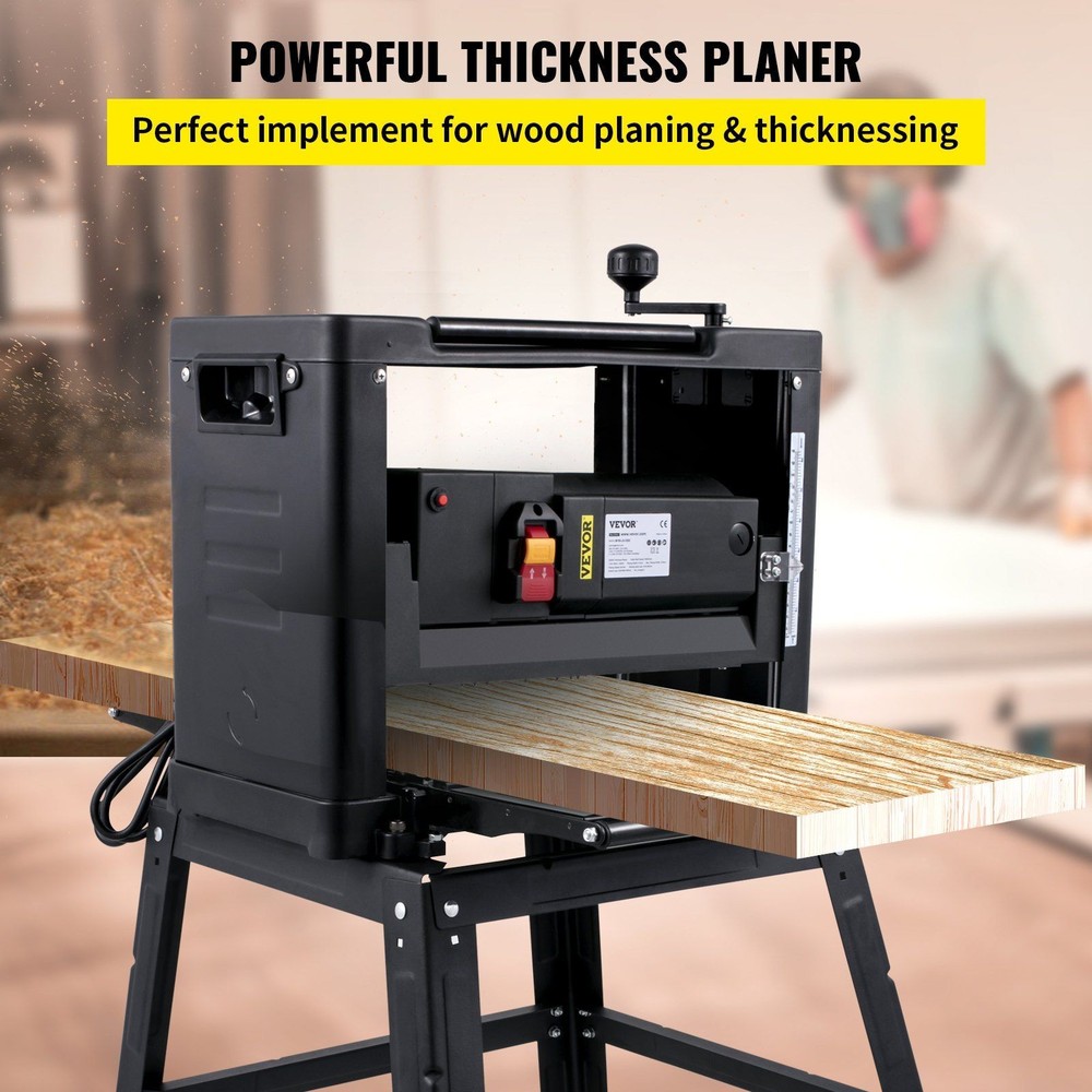 Benchtop Thickness Planer 12.5", 2000W, Auto-Feed, Foldable Stand