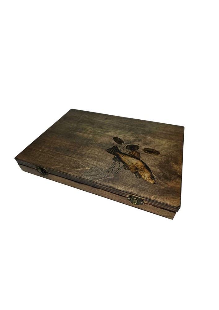 Handmade Float Box + 30 Handmade Floats. Woodburnt Tench Float Box