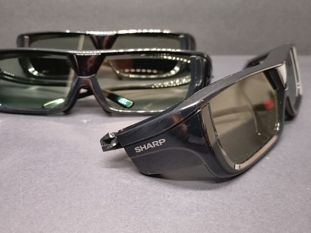 Lot of 3 Sharp 3D Glasses AN-3DG20-B Sharp