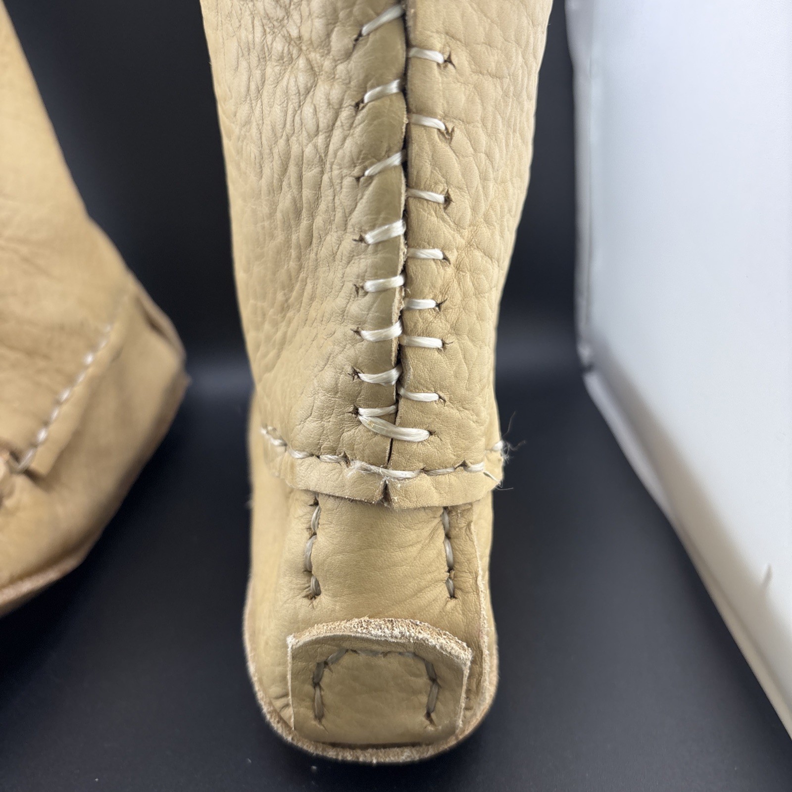 Vintage Handmade Native American Tall Leather Moccasins 16”