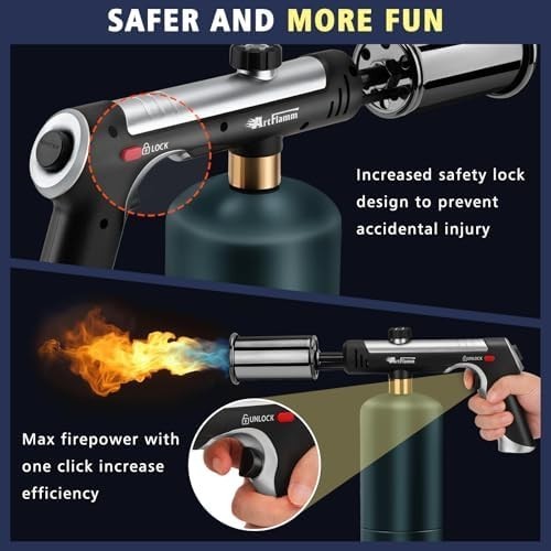 Powerful Propane Torch Gun,Kitchen Cooking Torch With One-Touch Max Fire, Cha...
