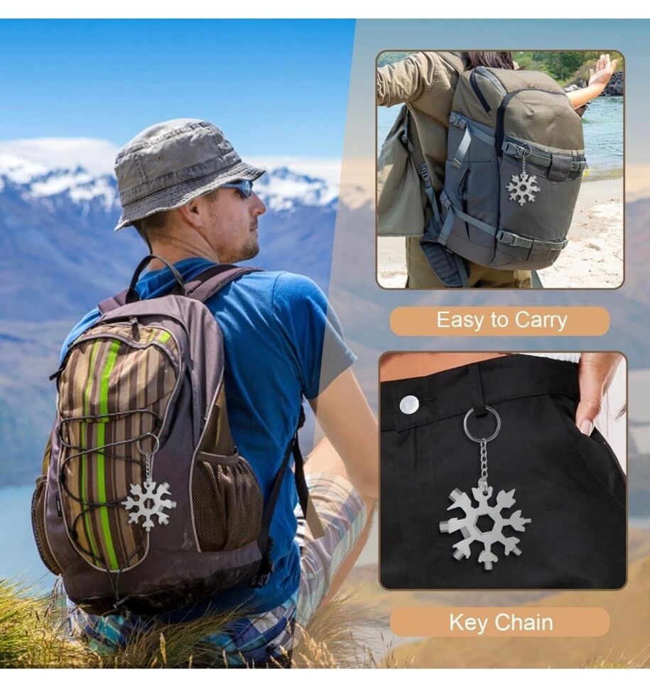 2 Pack 18 in 1 Snowflake Multi Tool Stocking Stuffers For Men